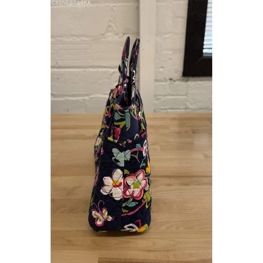 Vera Bradley Navy Floral Midnight Blues Quilted Handbag Small Tote